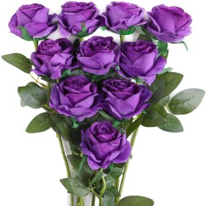 bouquet-rose-artificielle-violet
