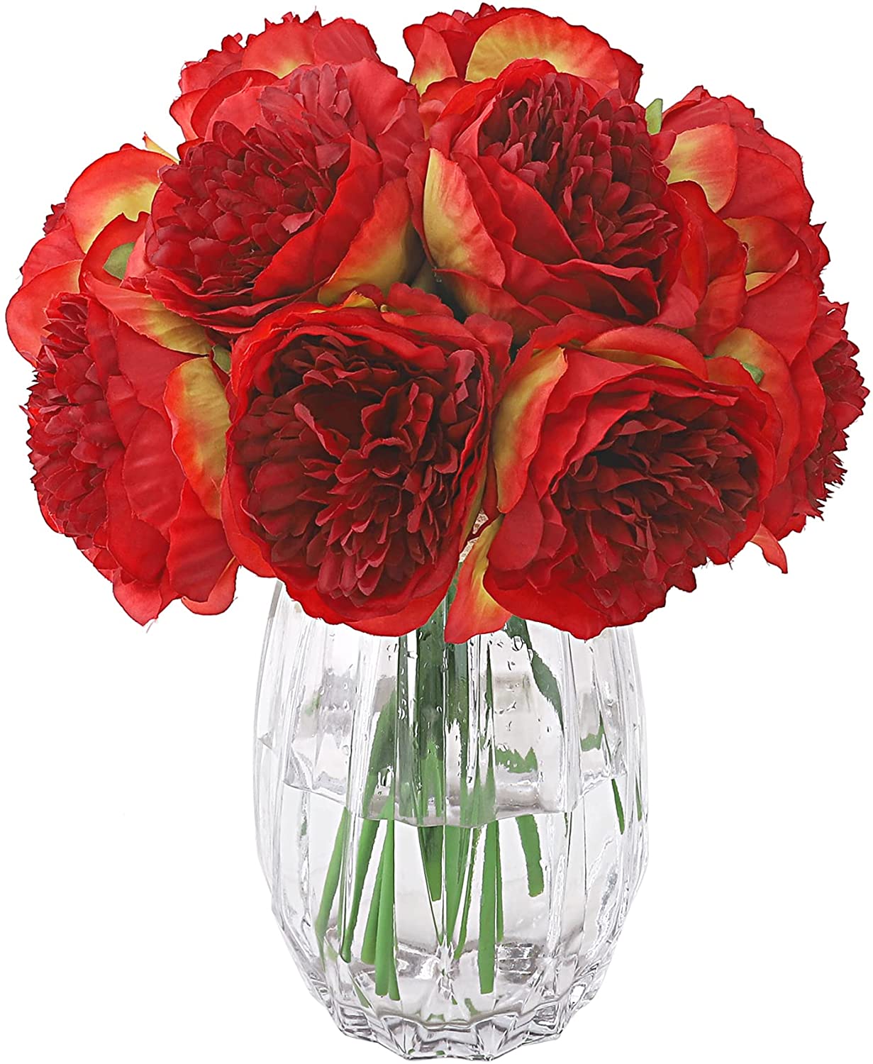 Pivoine Artificiel Rouge, Bouquet 10 Tétes 32cm | Floranet