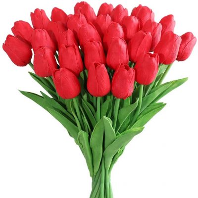 bouquet-tulipe-artificielle-rouge