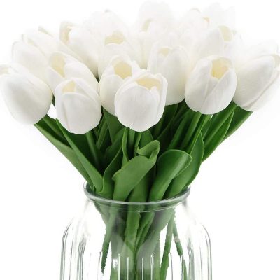 bouquet-tulipes artificielles-blanche
