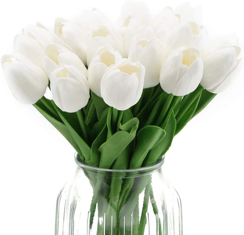 bouquet-tulipes artificielles-blanche