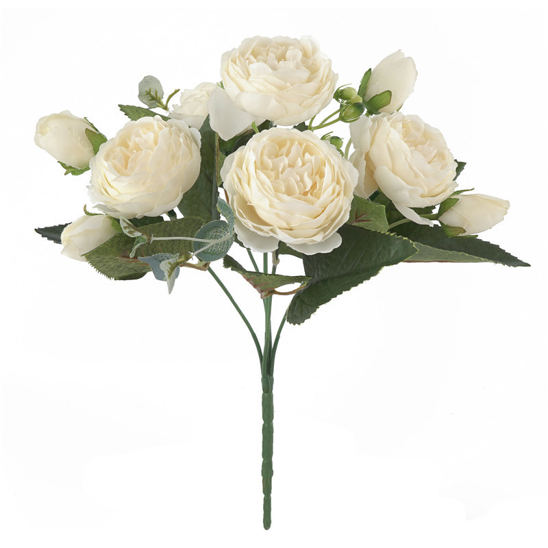 Bouquet Pivoines Artificielles Haut De Gamme, Blanc-29cm | Floranet